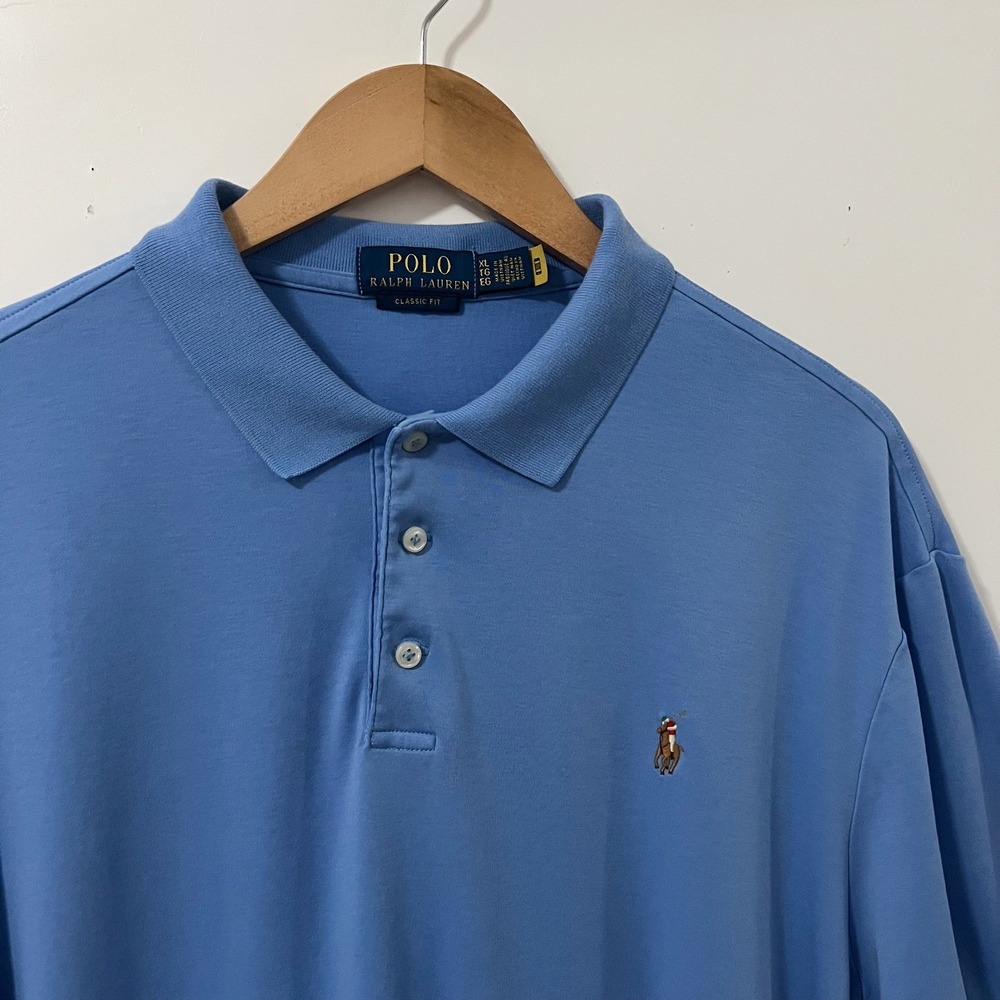 Polo Ralph Lauren Mens XL Classic Fit Short Sleeve Polo Shirt Blue Cotton Logo - Picture 3 of 7
